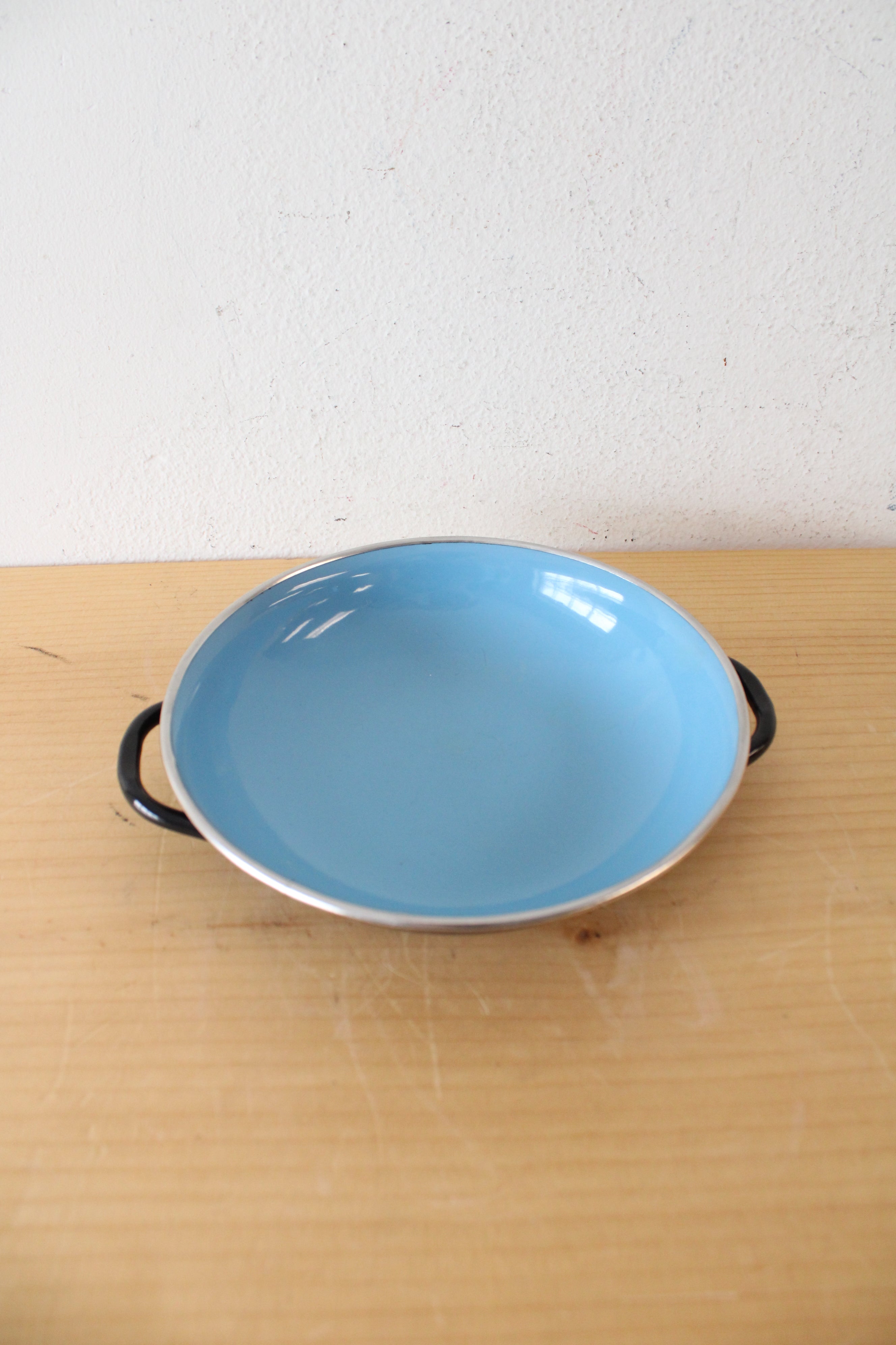 Vintage Yugoslavia 15 Blue Enamelware Handled Dish