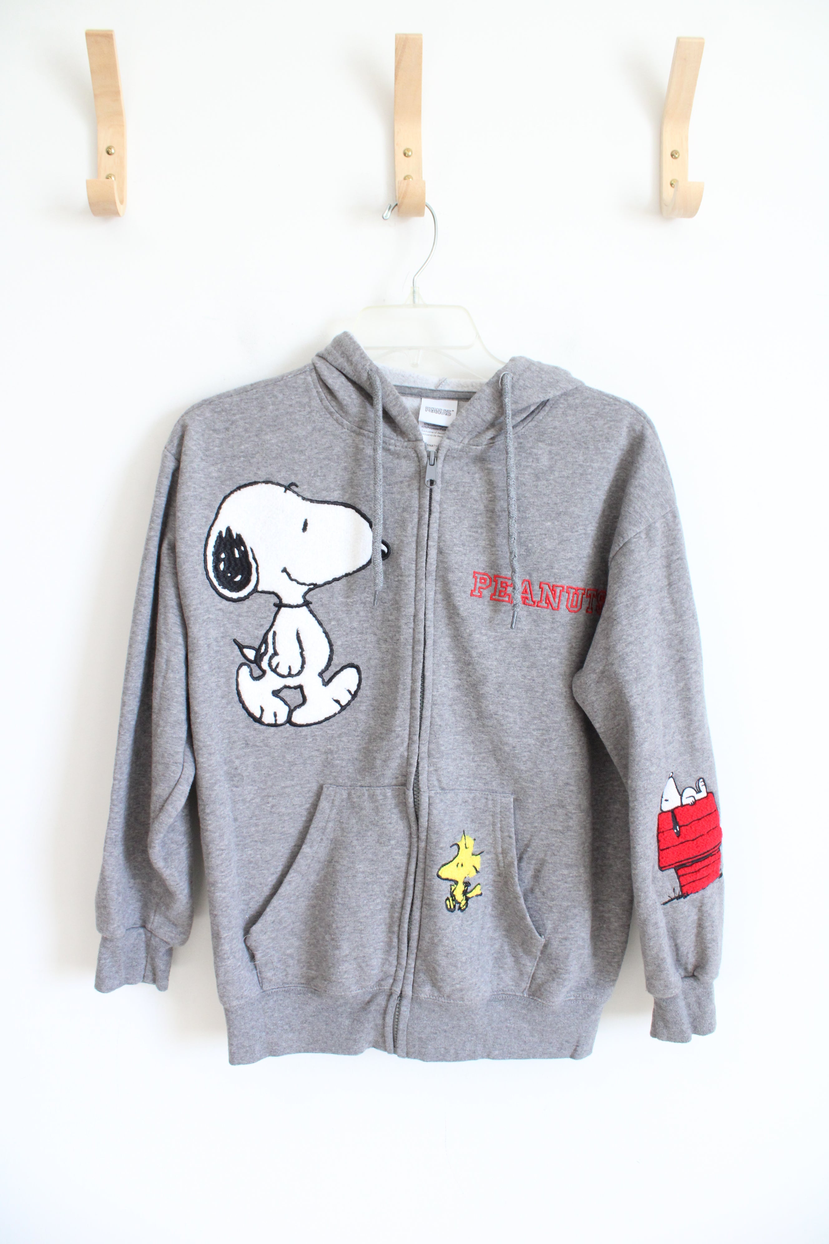 Peanuts Gray Embroidered Full Zip Jacket | S