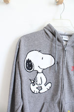 Peanuts Gray Embroidered Full Zip Jacket | S