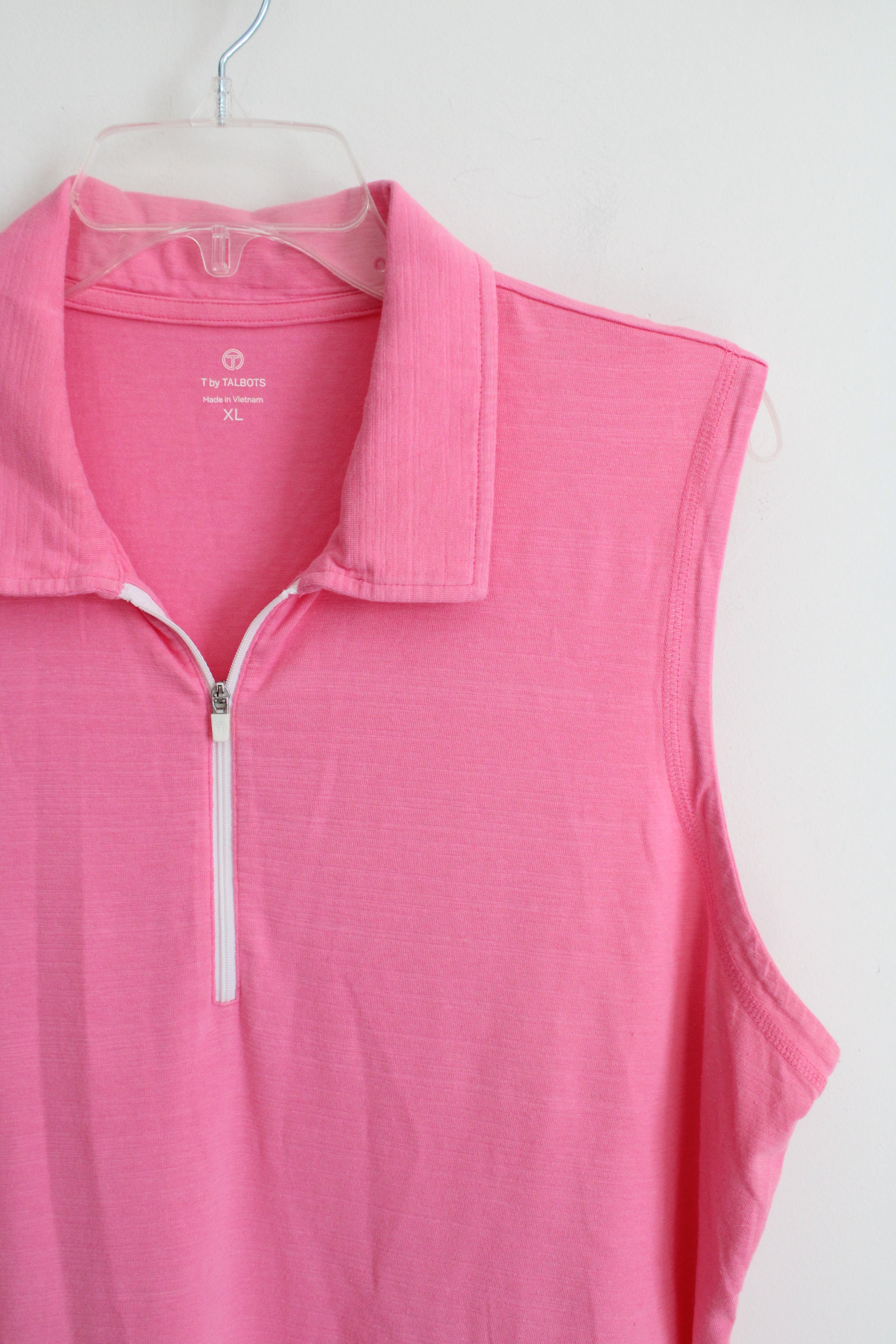 Talbots Pink Quarter Zip Tank Top | XL