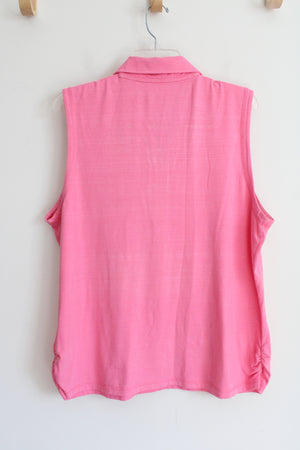 Talbots Pink Quarter Zip Tank Top | XL