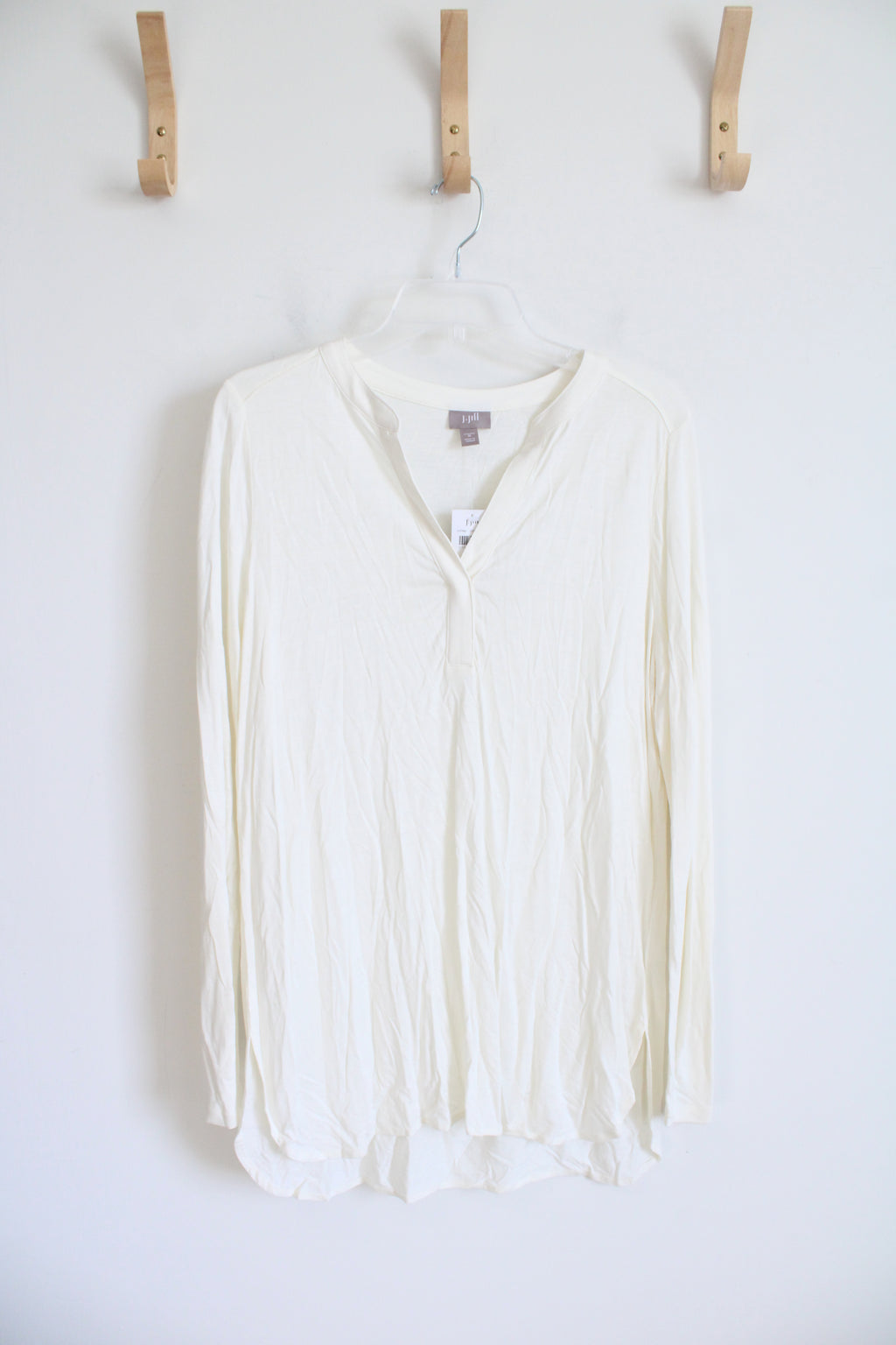 NEW J.Jill Stretch Ivory Long Sleeved Tunic Top | M