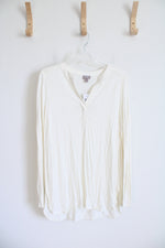 NEW J.Jill Stretch Ivory Long Sleeved Tunic Top | M