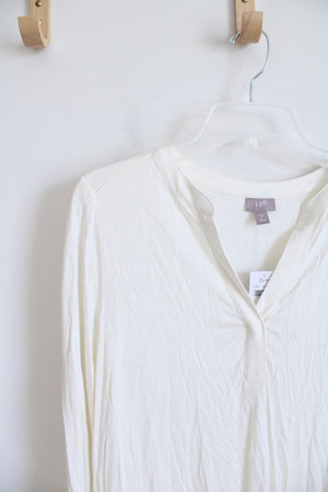 NEW J.Jill Stretch Ivory Long Sleeved Tunic Top | M