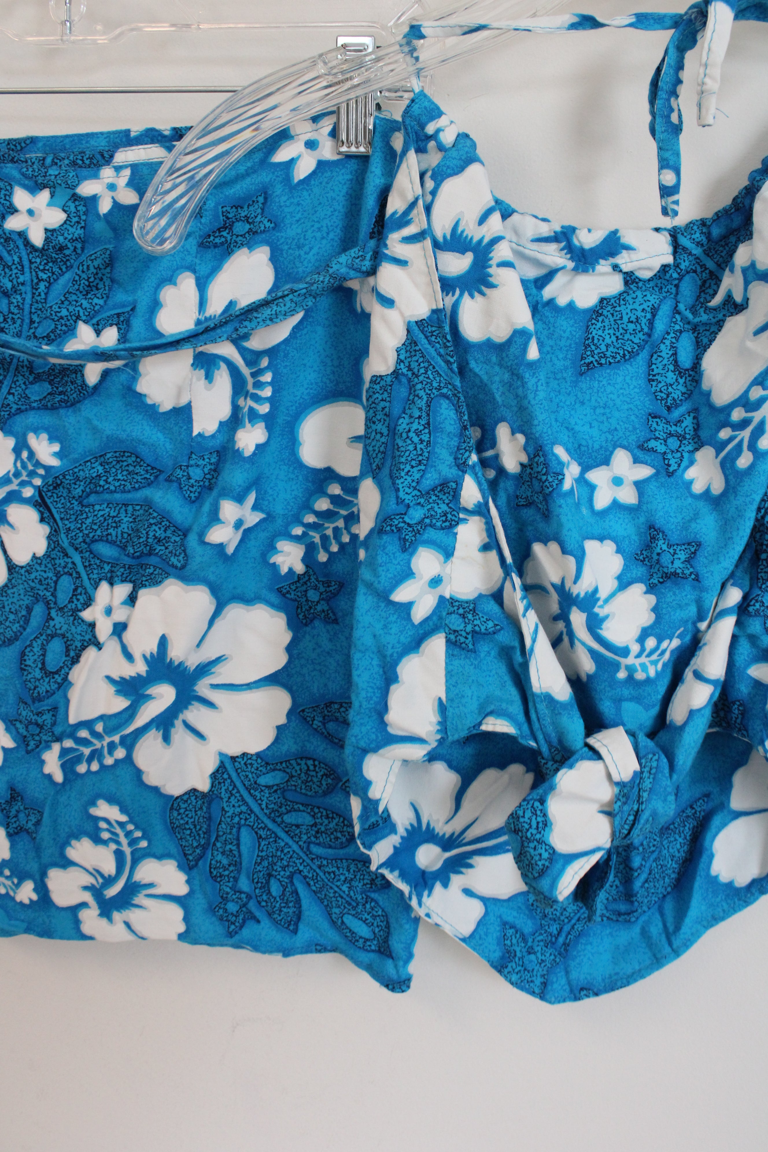 Koko Knot Blue Hawaiian Floral Halter Top & Wrap Skirt Set | M/L