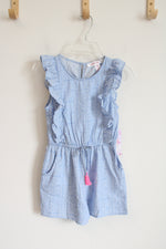 NEW Japna Girls Blue & White Ruffled Romper | Youth 10