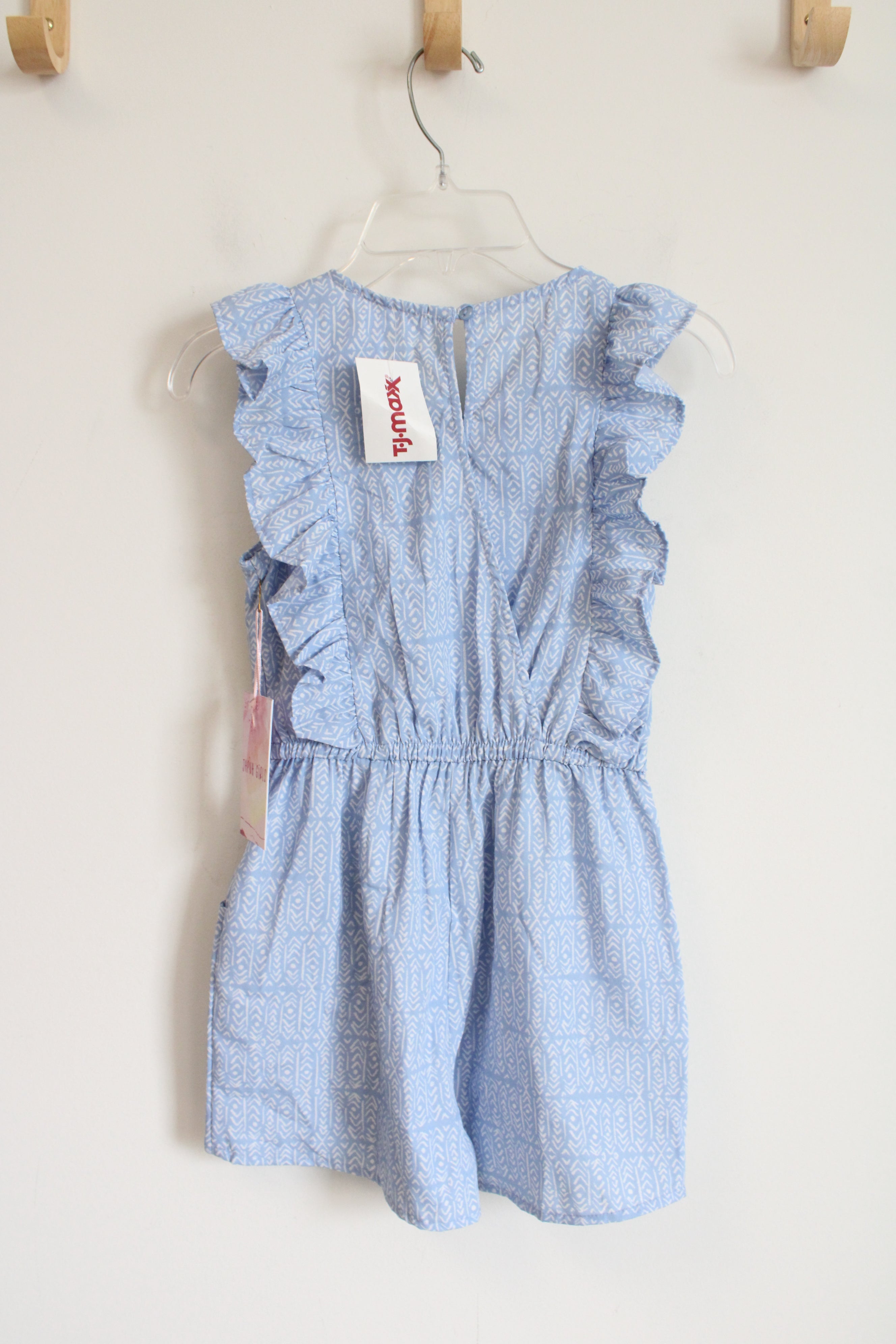 NEW Japna Girls Blue & White Ruffled Romper | Youth 10