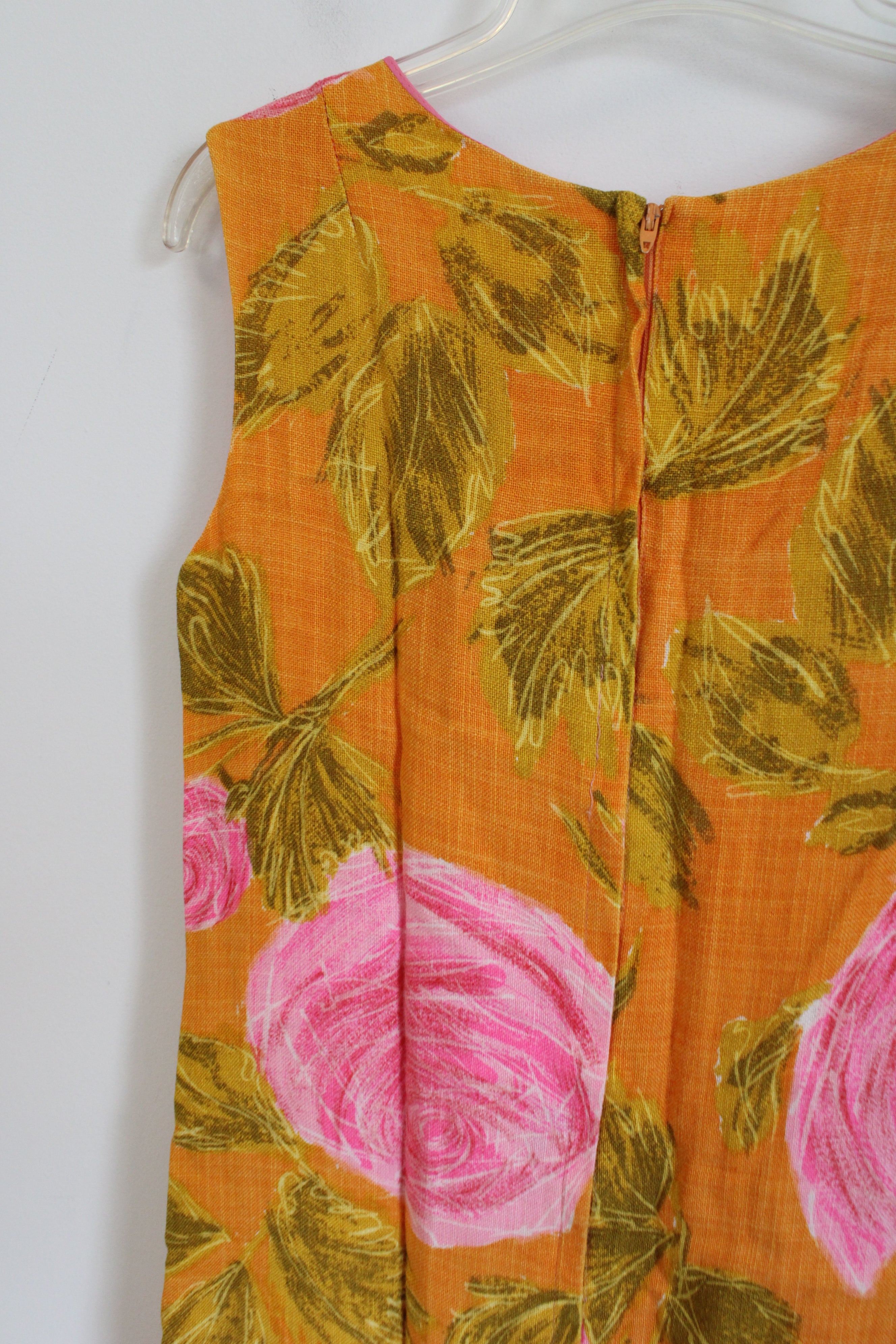 Alex Coleman California 1960's Yellow Pink Floral Vintage Shift Dress | M