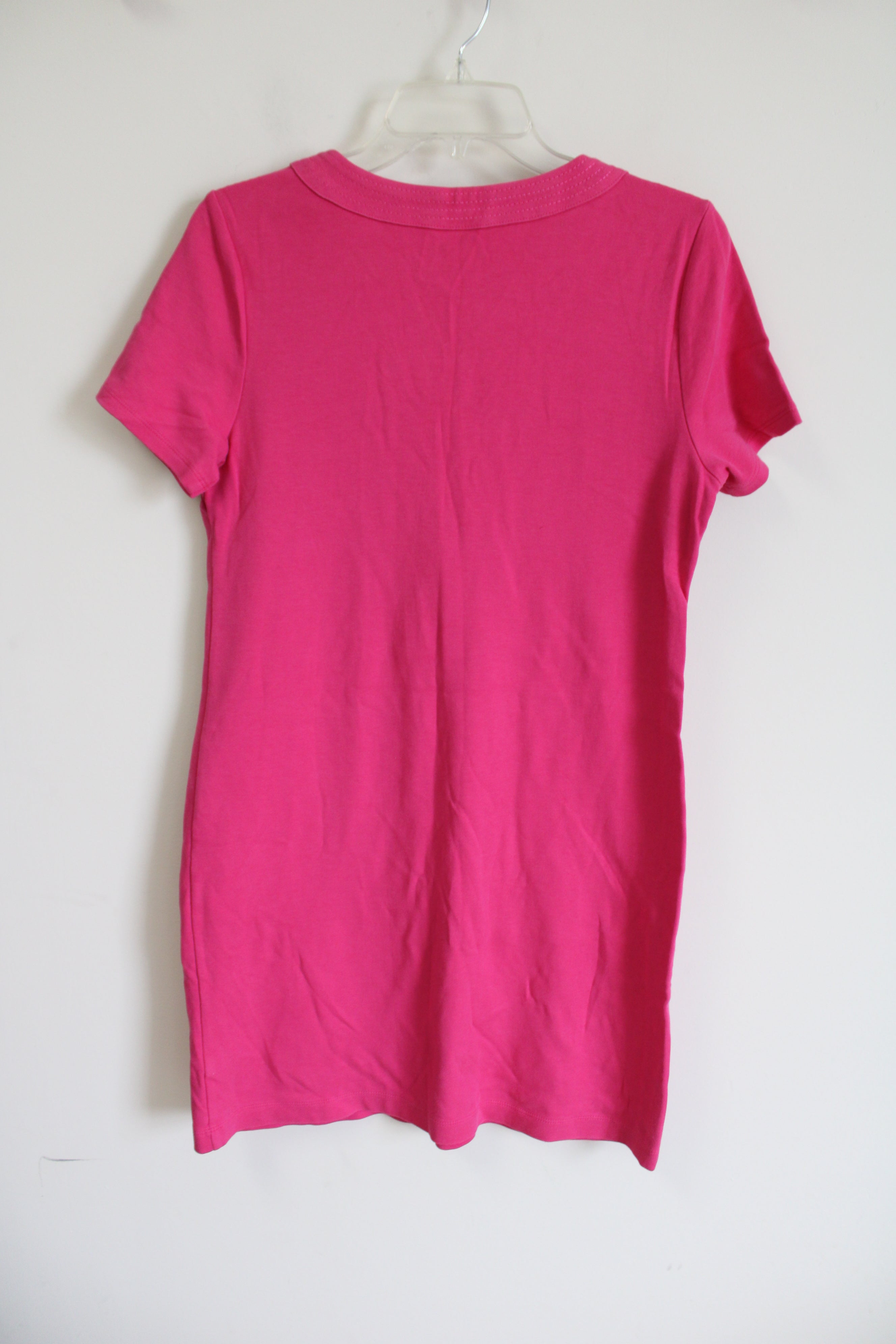 Talbots Women Top Medium Petite Pink 100% Cotton Short Sleeve