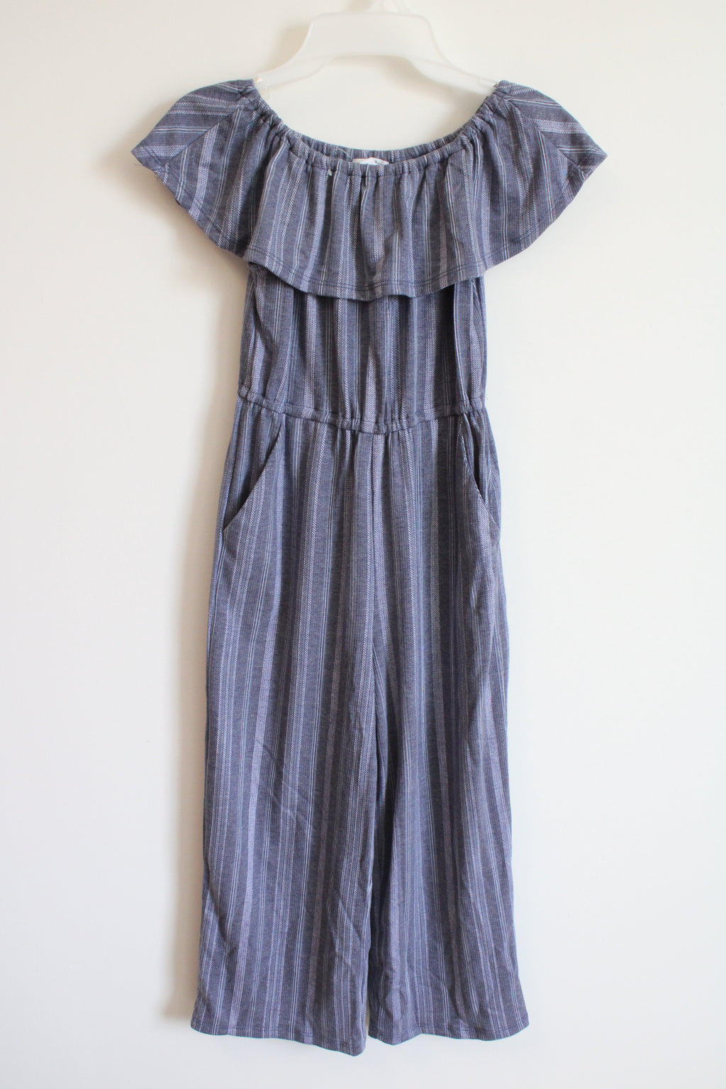 NEW Eyeshadow Girls Blue Striped Jumpsuit | 8