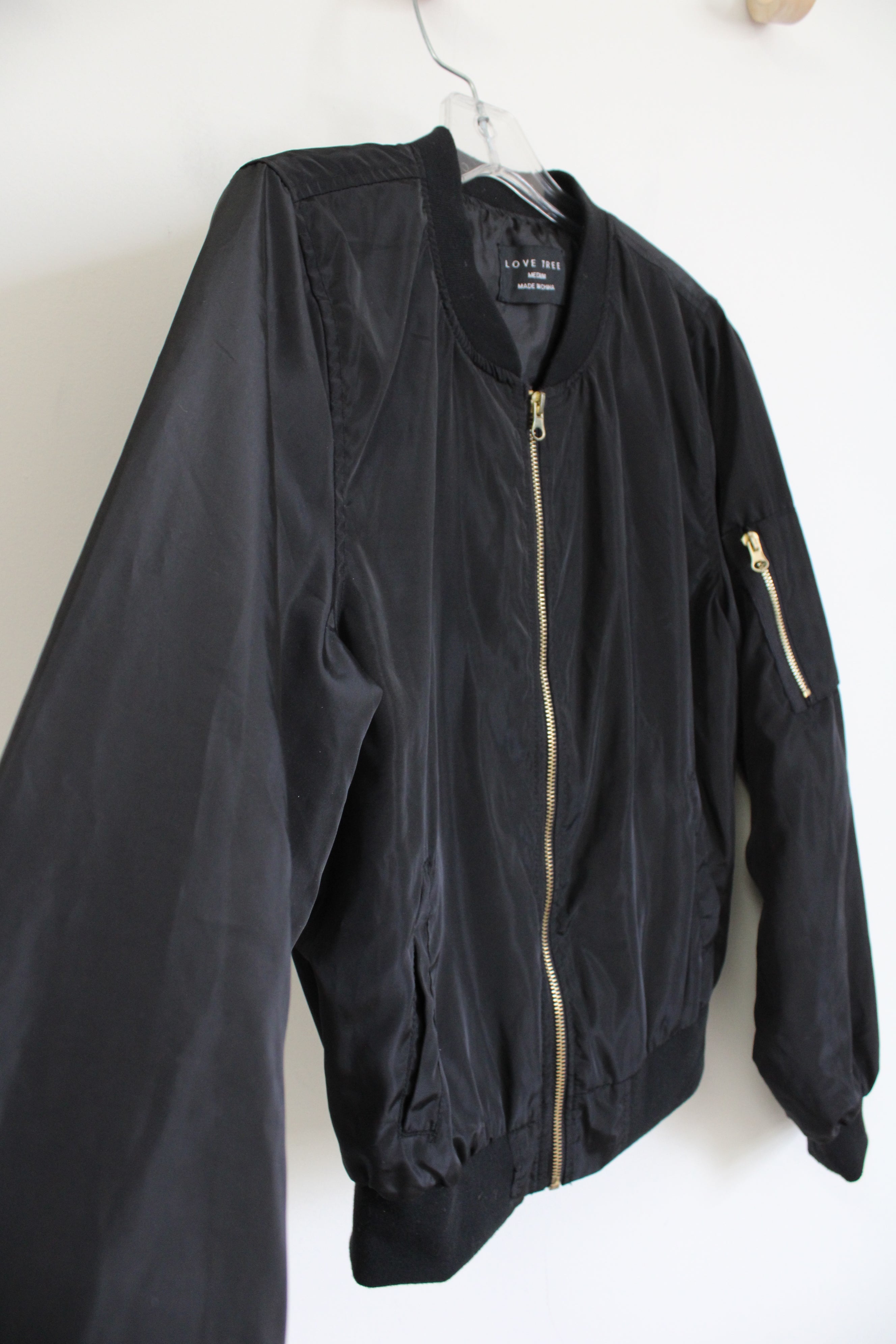 Love Tree Black Bomber Style Jacket | M