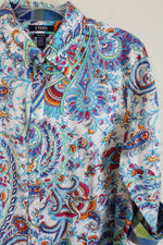 Chaps White Blue Paisley Colorful Button Down Shirt | 1X