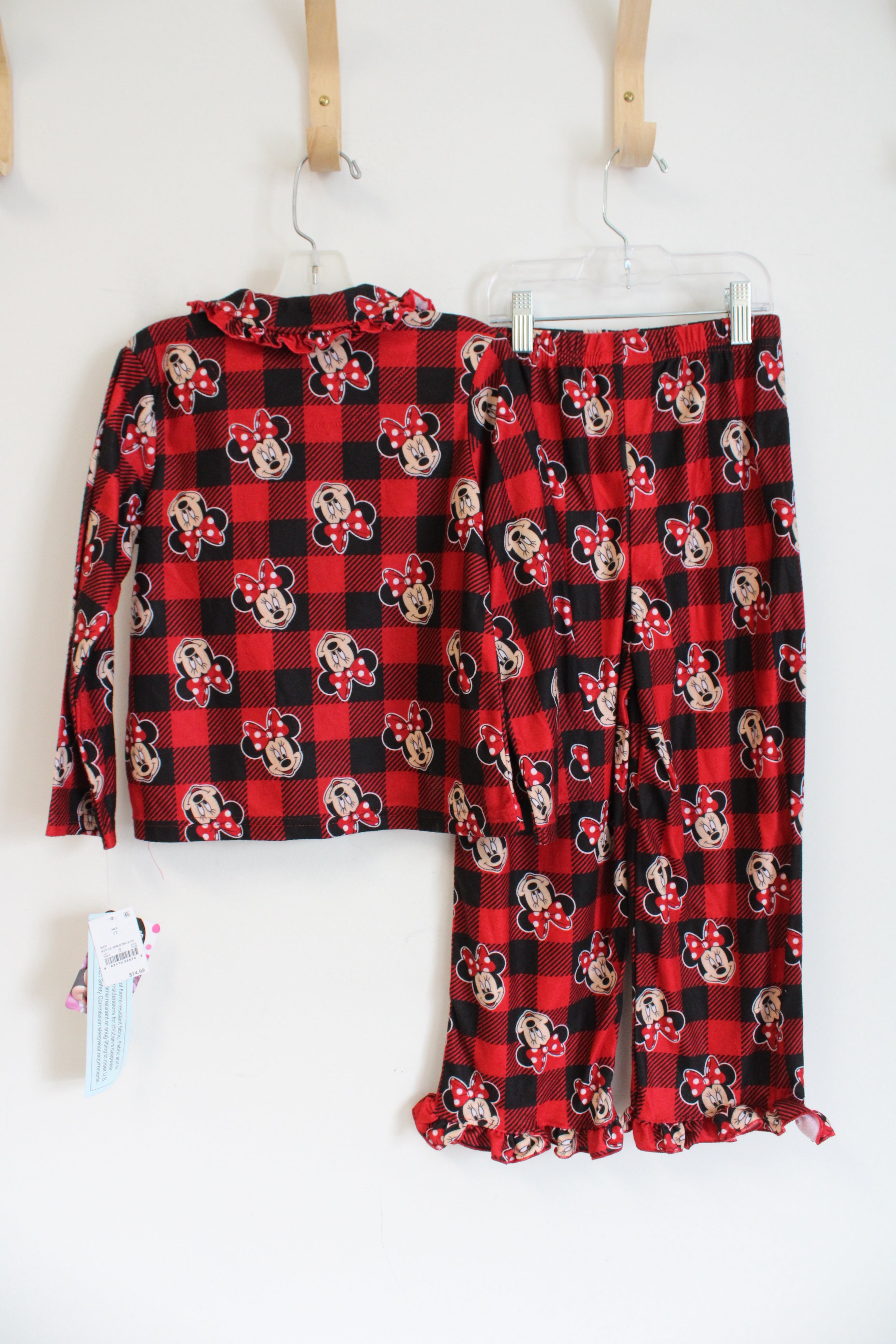 NEW Disney Red & Black Plaid Minnie Mouse Flannel Pajama Set | 5T