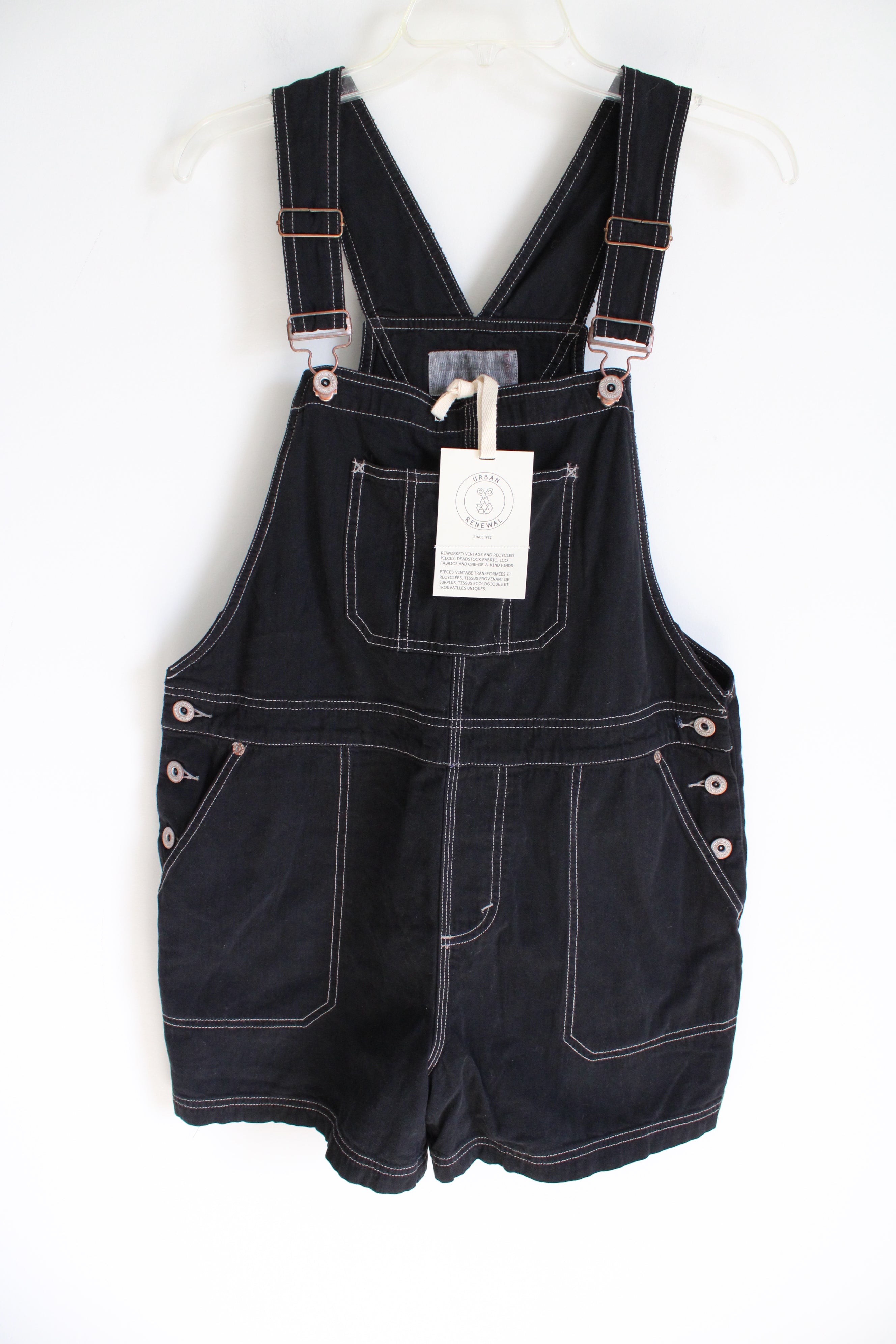 NEW Urban Outfitters Renewal Eddie Bauer Outfitter Black Twill Overall Shorts | XL