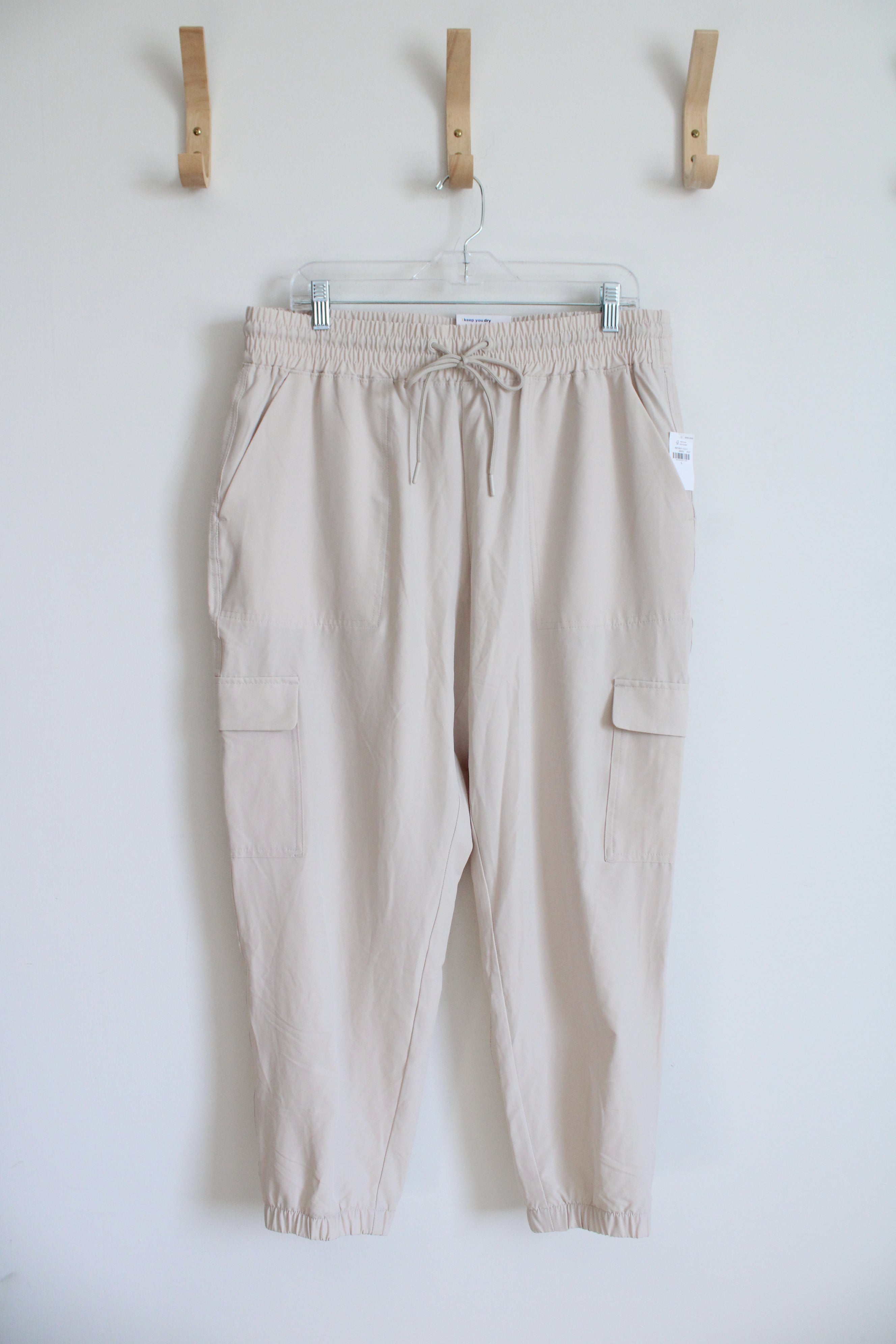 NEW Old Navy StretchTech Mid Rise Ankle Tan Cargo Jogger Pants | L