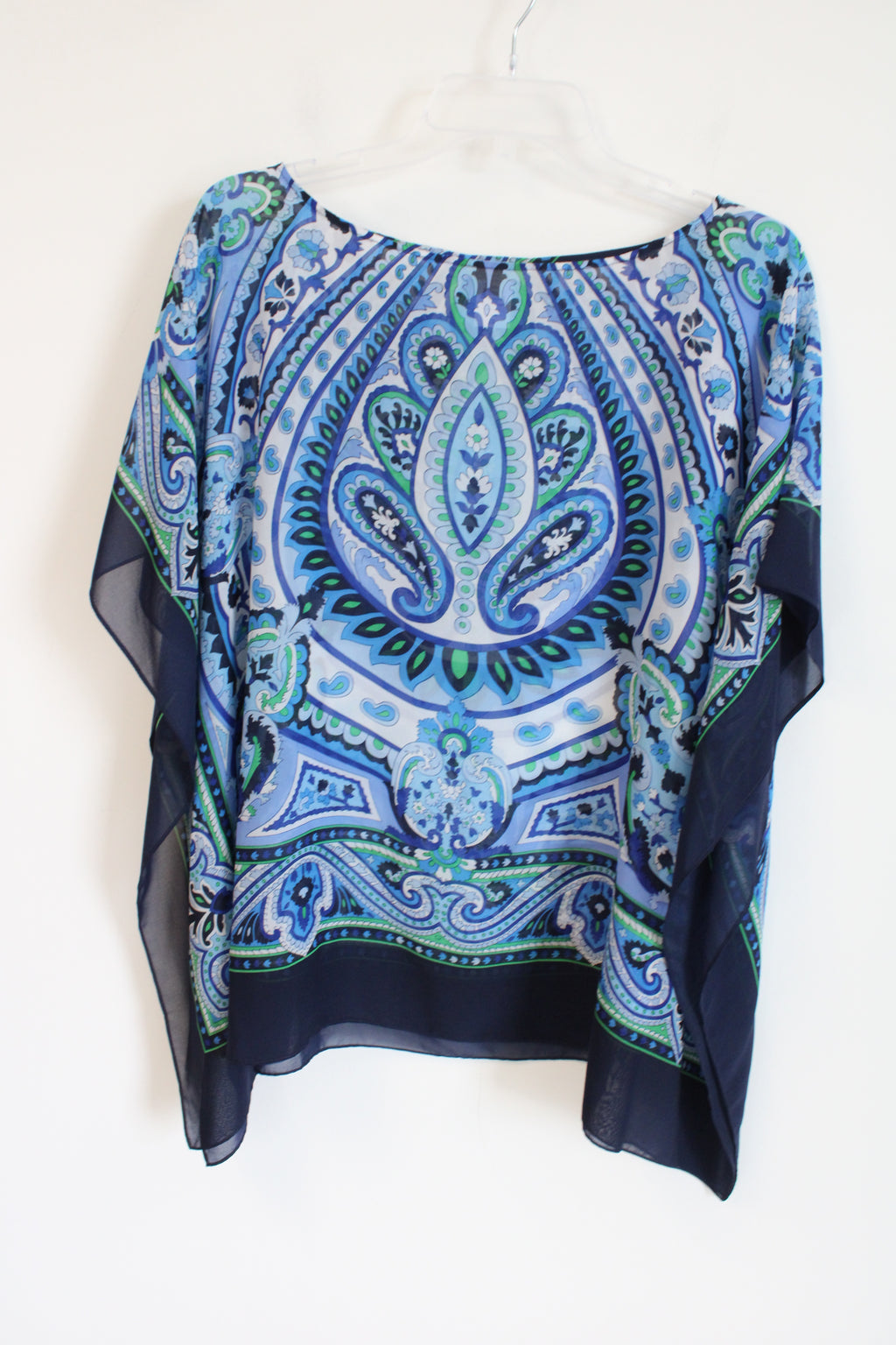 Talbots Blue Paisley Poncho Style Blouse | S/M