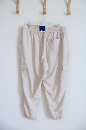 NEW Old Navy StretchTech Mid Rise Ankle Tan Cargo Jogger Pants | L