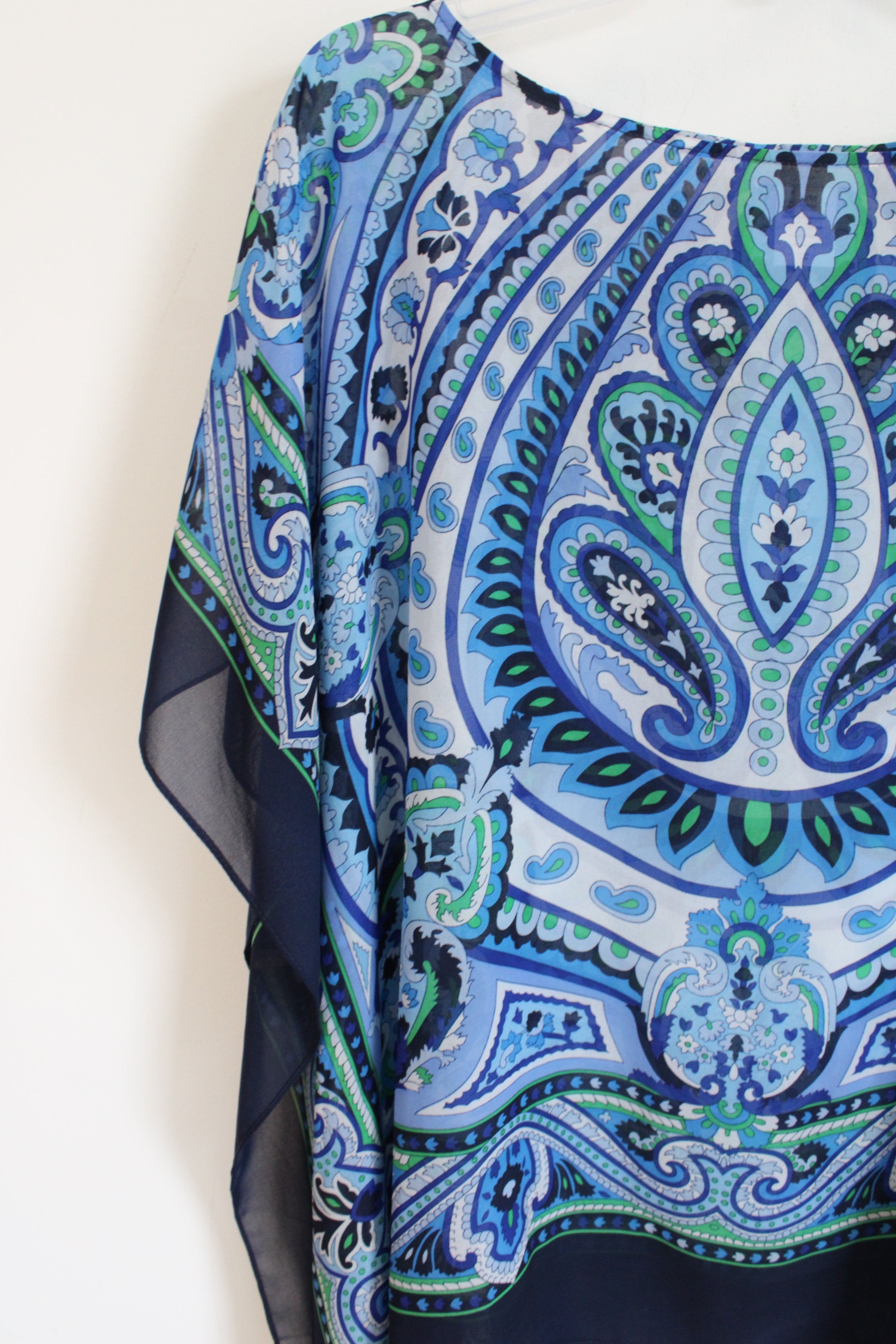 Talbots Blue Paisley Poncho Style Blouse | S/M