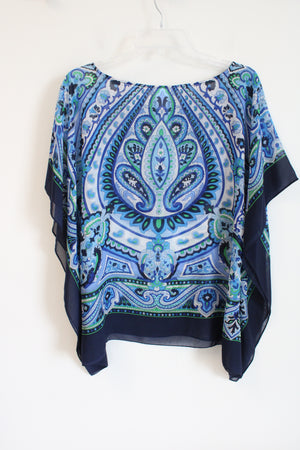 Talbots Blue Paisley Poncho Style Blouse | S/M