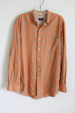 Saddlebred Orange Plaid button Down Soft Cotton Shirt | L