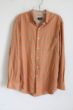 Saddlebred Orange Plaid button Down Soft Cotton Shirt | L