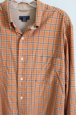 Saddlebred Orange Plaid button Down Soft Cotton Shirt | L