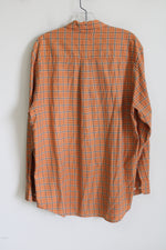 Saddlebred Orange Plaid button Down Soft Cotton Shirt | L