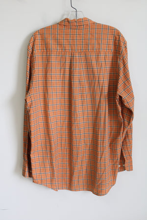 Saddlebred Orange Plaid button Down Soft Cotton Shirt | L