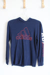 Adidas Navy & Red Logo Lightweight Hoodie | Youth M (10/12)