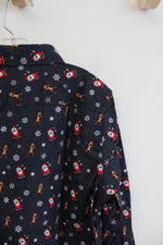 Free Planet Navy Dabbing Reindeer & Santa Button Down Shirt | Youth 7