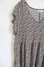 Max Studio Tiered Black Orange White Patterned Dress | 3X