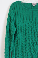 J.Jill Green Cable Knit Sweater | XS