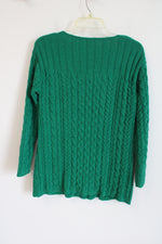 J.Jill Green Cable Knit Sweater | XS