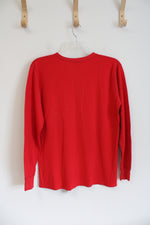 L.L. Bean Wool Blend Red Henley Long Sleeved Shirt | L