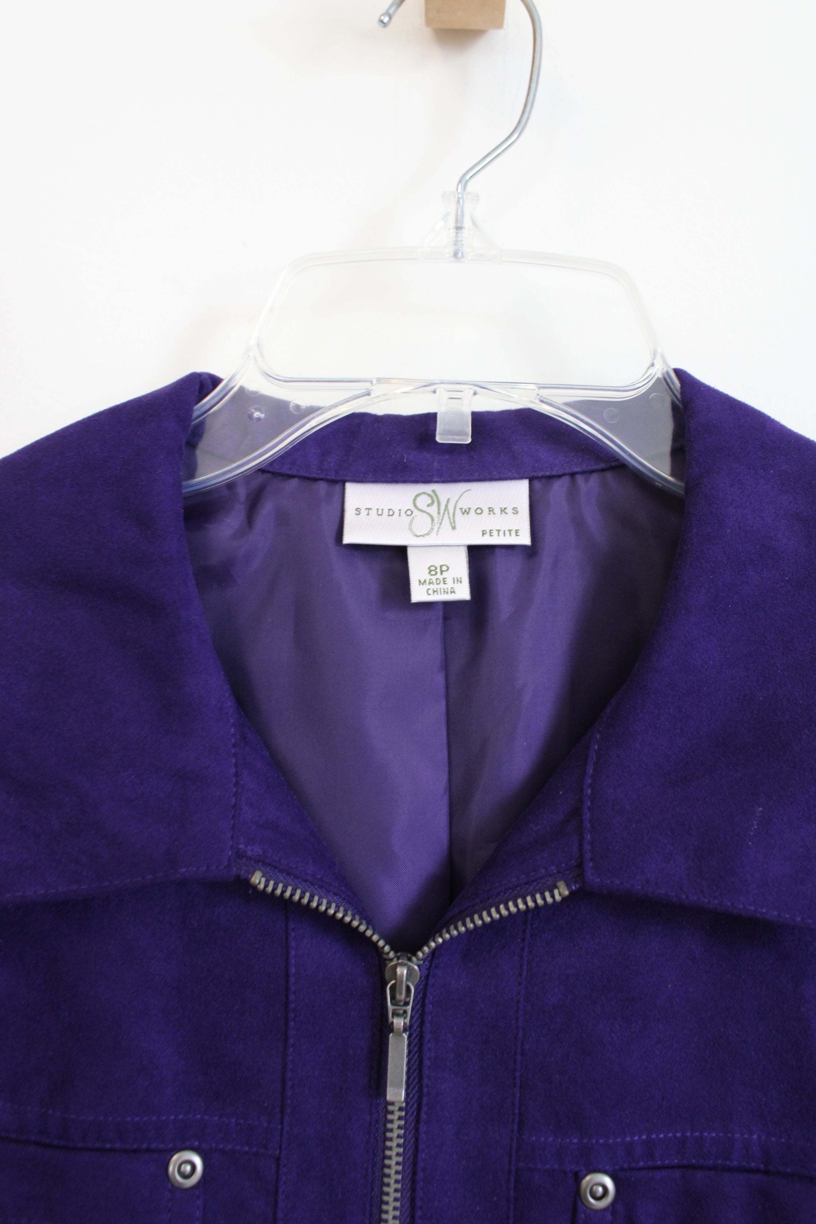 Studio Works Dark Purple Sueded Light Jacket | 8 Petite