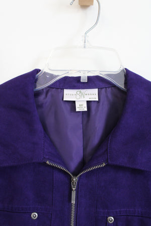 Studio Works Dark Purple Sueded Light Jacket | 8 Petite