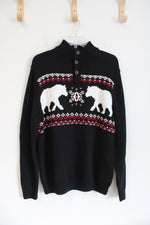 Chaps Black Red & White Polar Bear Sweater | M