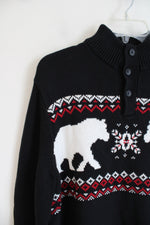 Chaps Black Red & White Polar Bear Sweater | M