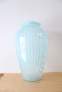 Light Blue Ribbed Tall Vase