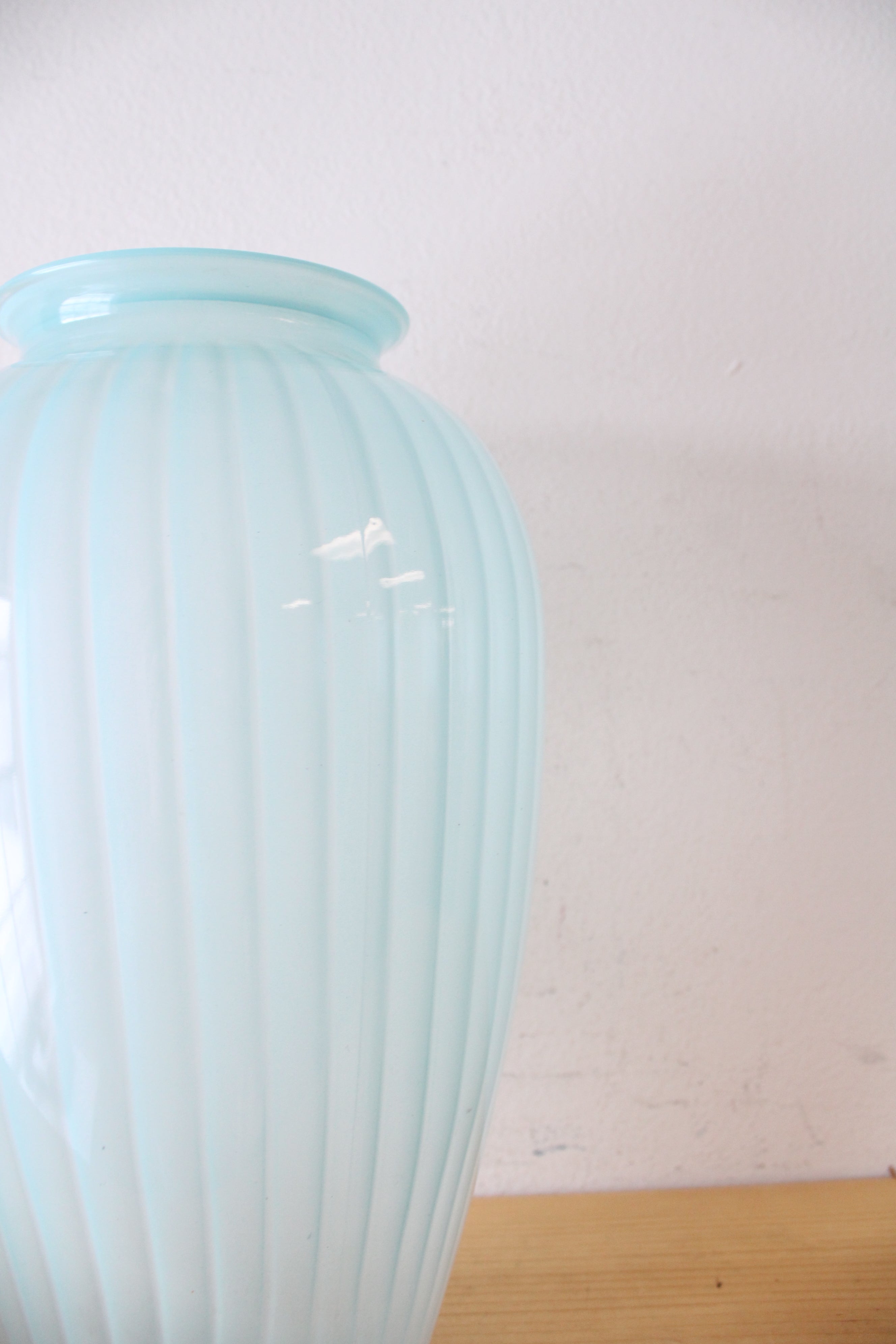 Light Blue Ribbed Tall Vase