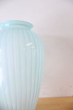 Light Blue Ribbed Tall Vase