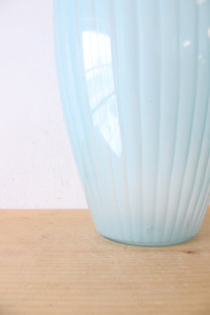 Light Blue Ribbed Tall Vase