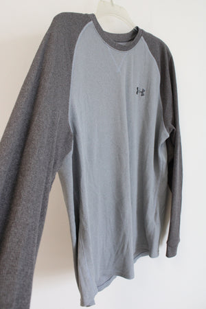 Under Armour Two-Toned Gray Waffle Knit Long Sleeved Shirt | XL