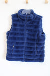 Charlie B Blue Ribbed Fur Vest | M