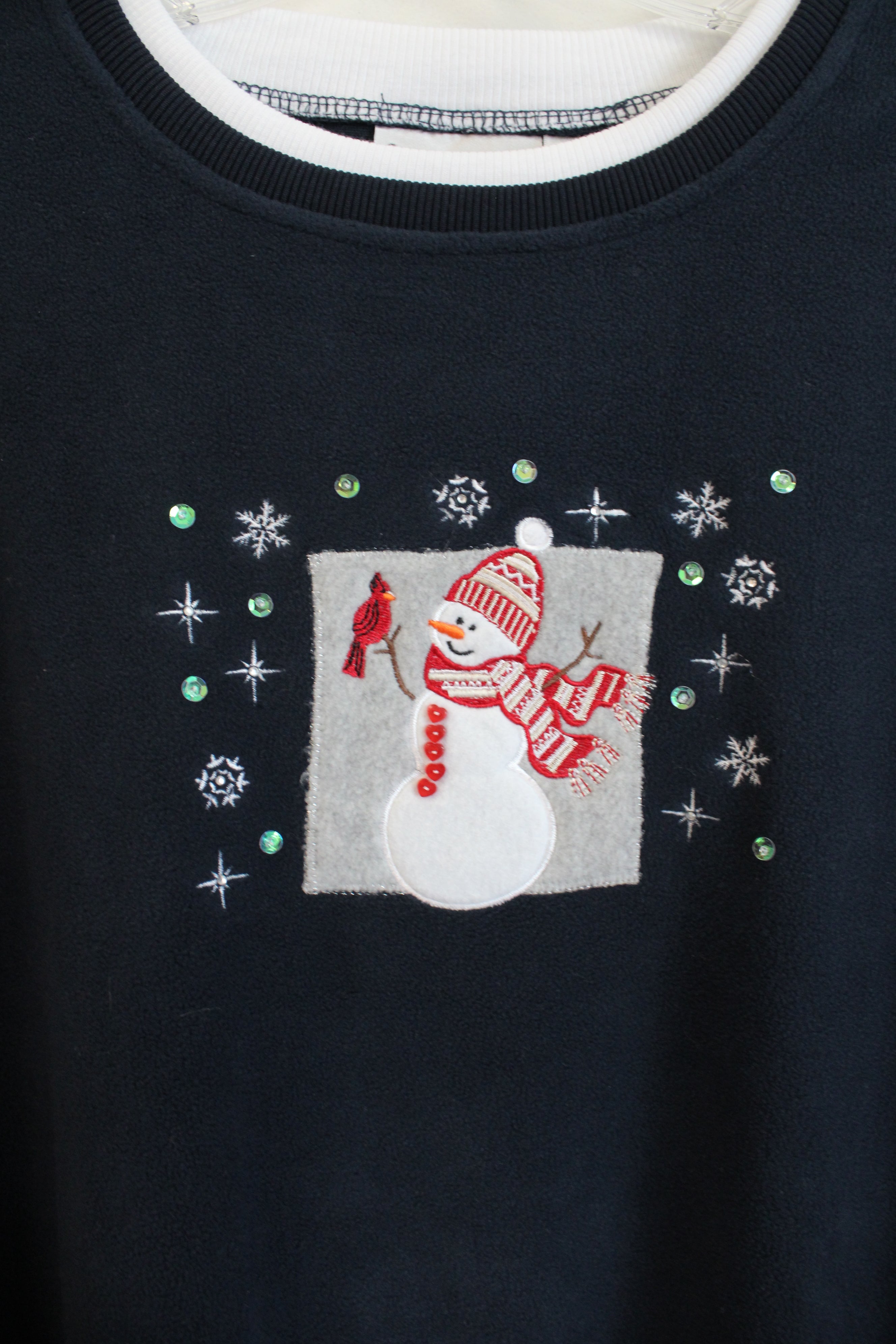 Madison Taylor Navy Snowman Fleece Sweatshirt | L Petite