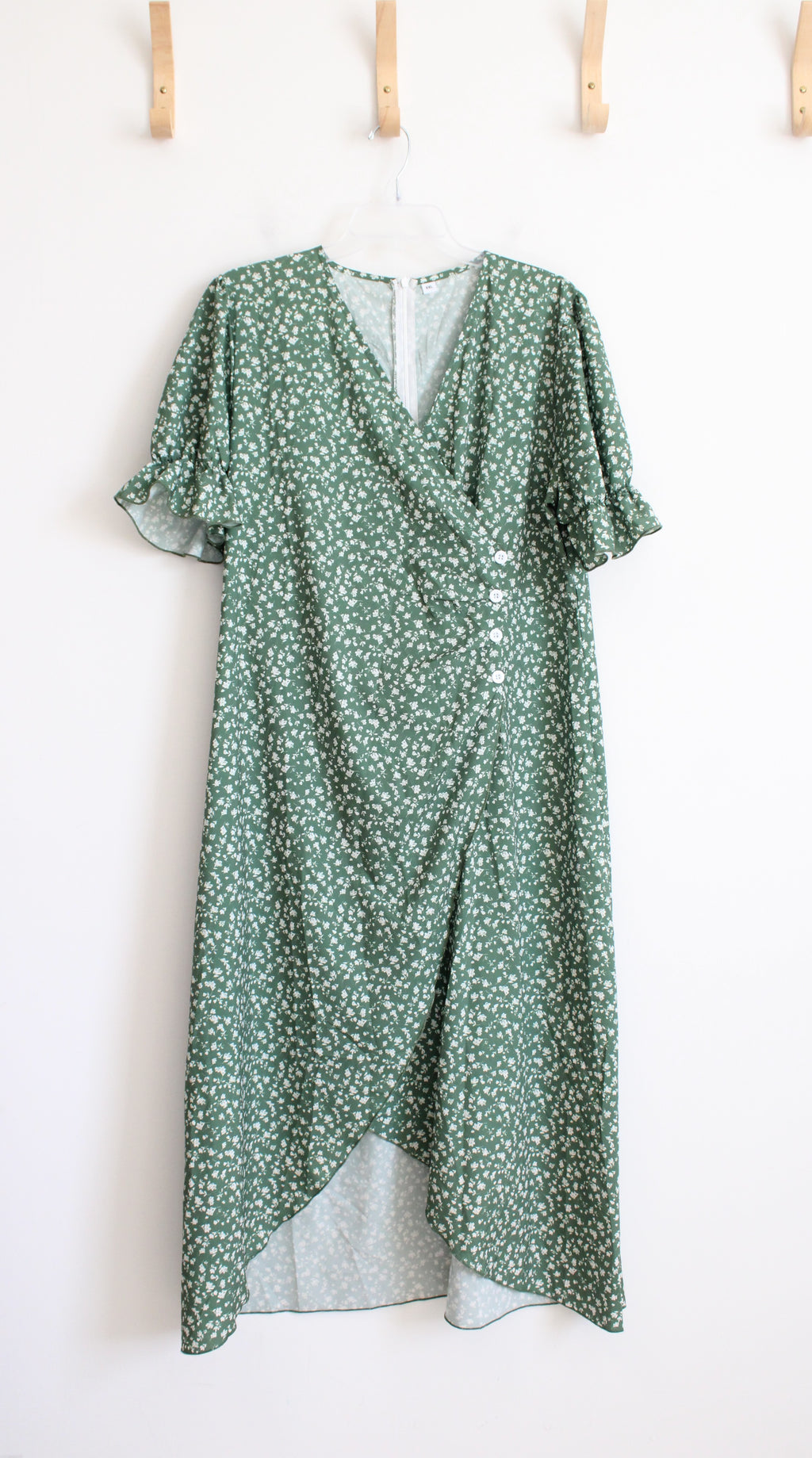 Green & White Floral Flowy Maxi Dress | XXL