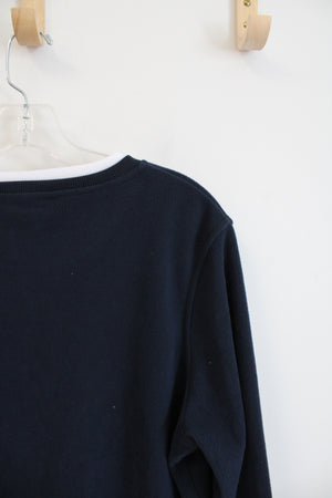 Madison Taylor Navy Snowman Fleece Sweatshirt | L Petite