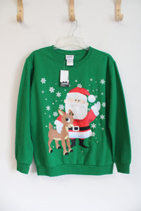 NEW Freeze New York Rudolph The Red Nosed Reindeer & Santa Green Sweatshirt | L