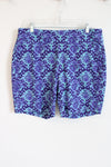 Soft Surroundings Purple Blue Patterned Stretch Shorts | XL Petite