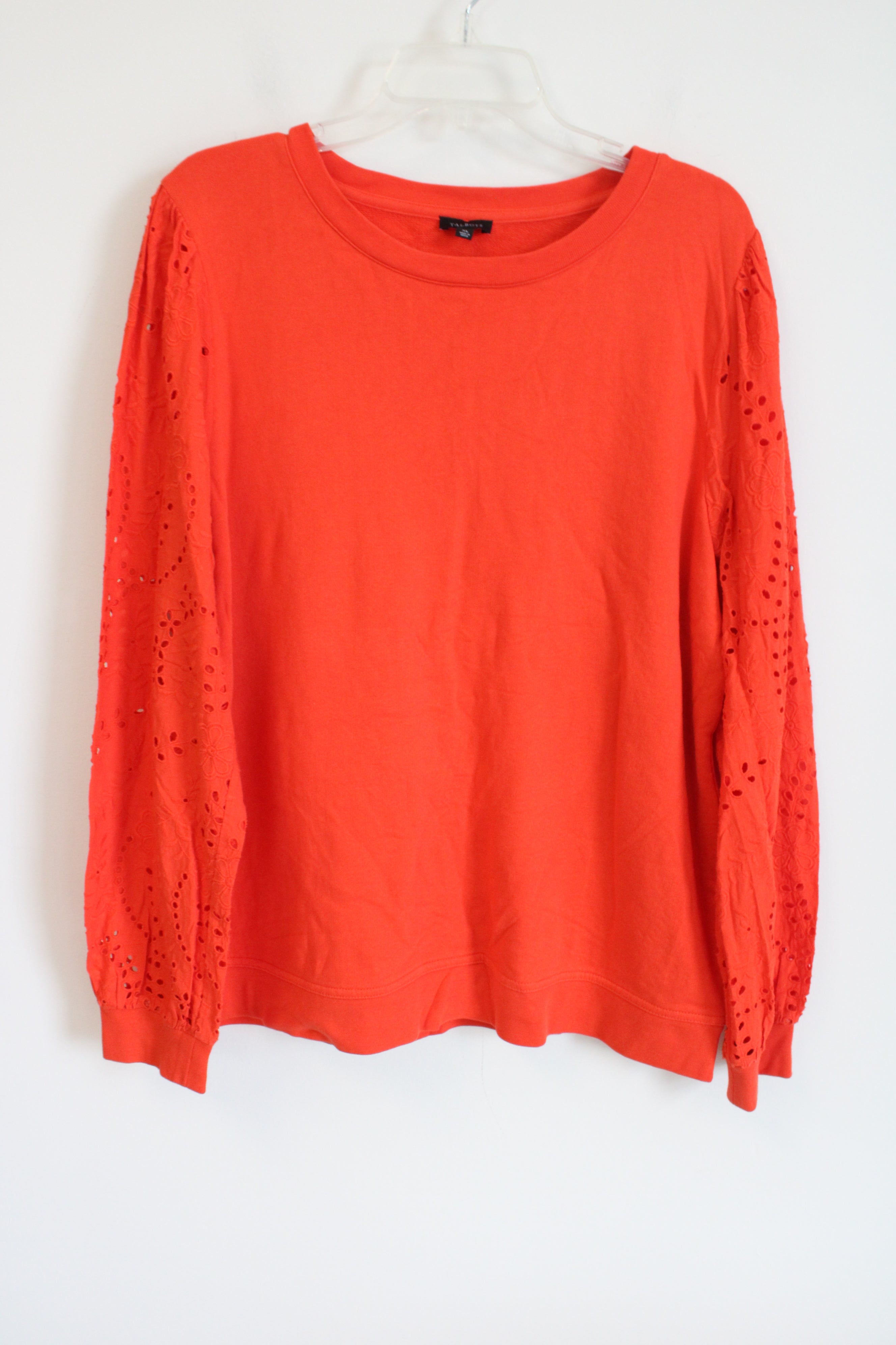 Talbots Poppy Orange Eyelet Long Sleeved Top | XL